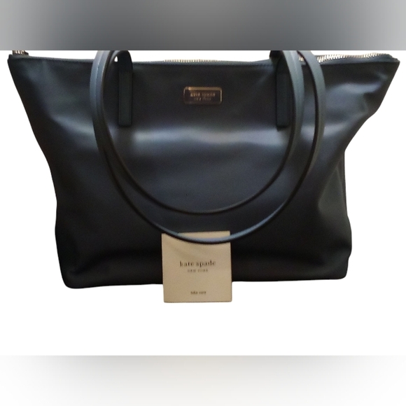 Kate Spade - NWOT, Smokey Blue Nylon Tote Bag, Zipper Closure, Zippered Pocket - Picture 10 of 12